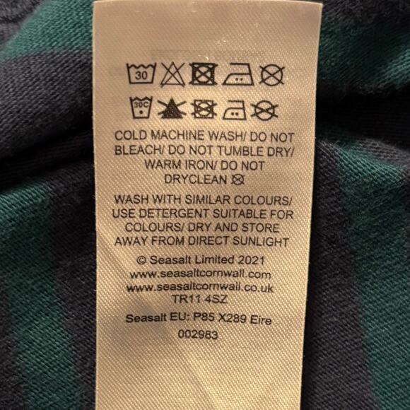 Seasalt Cornwall Men’s Small Sailor Shirt Crew Neck Organic Cotton Striped - Picture 7 of 11